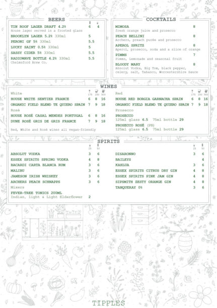 Tipples | The Tin Roof Cafeteria & Bakery Maldon